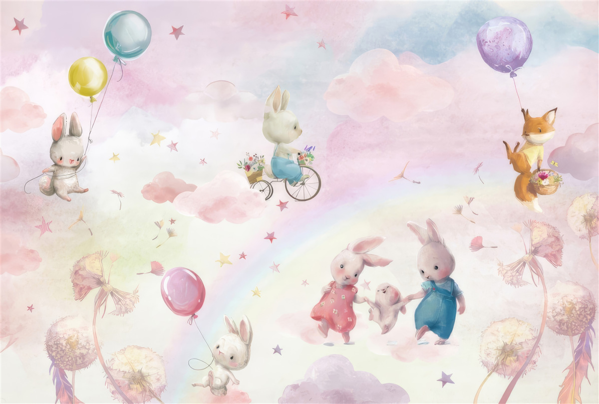 Papier peint des lapins et un petit renard