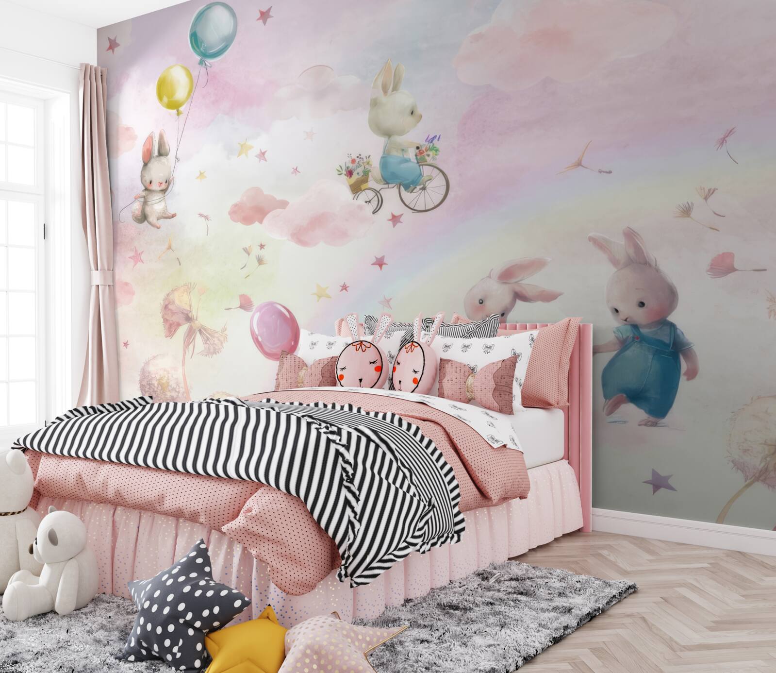 Papier peint des lapins et un petit renard