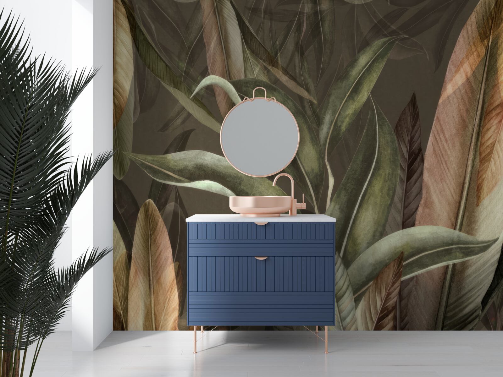 Papier peint feuilles dans les tons de brun et de vert