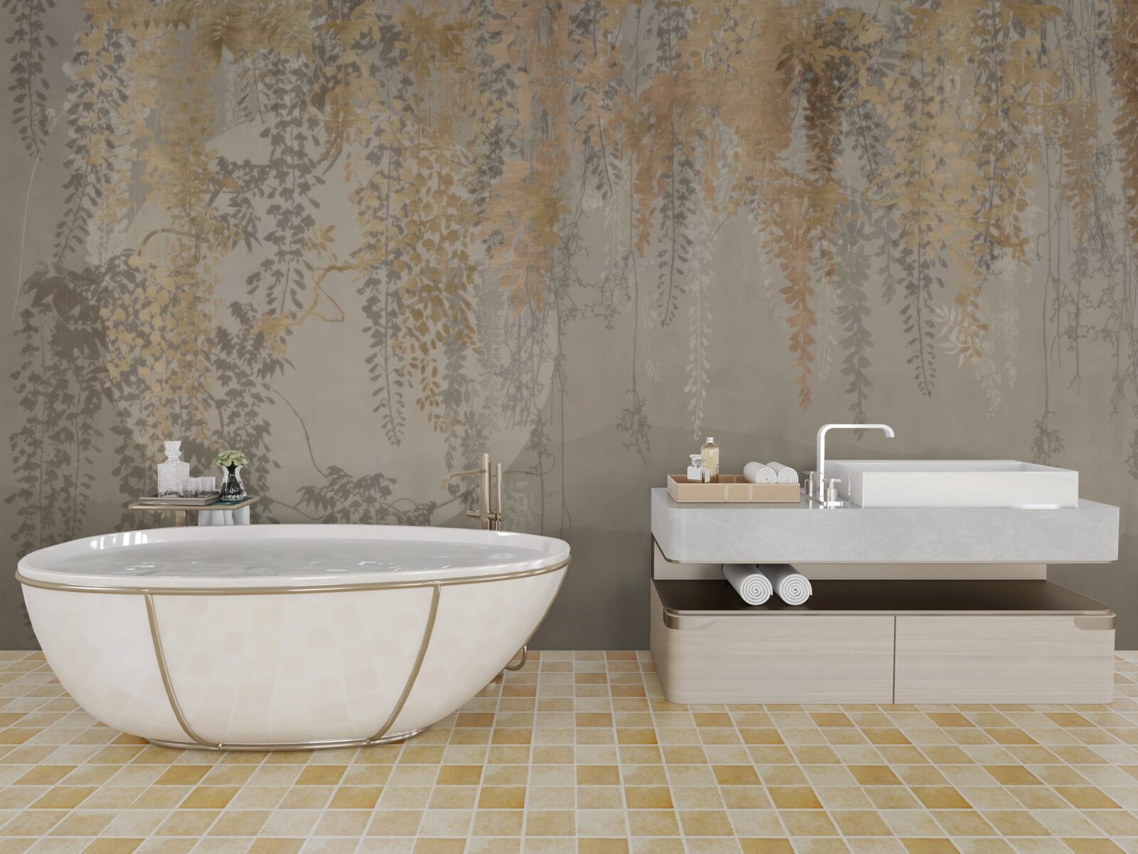 Papier peint des plantes minces s'étirant vers le bas