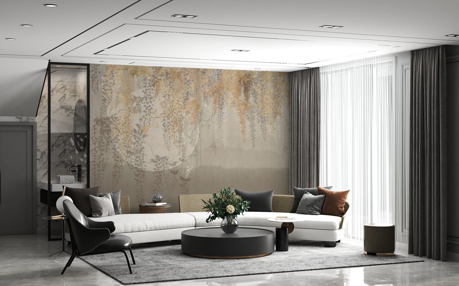 Papier peint des plantes minces s'étirant vers le bas