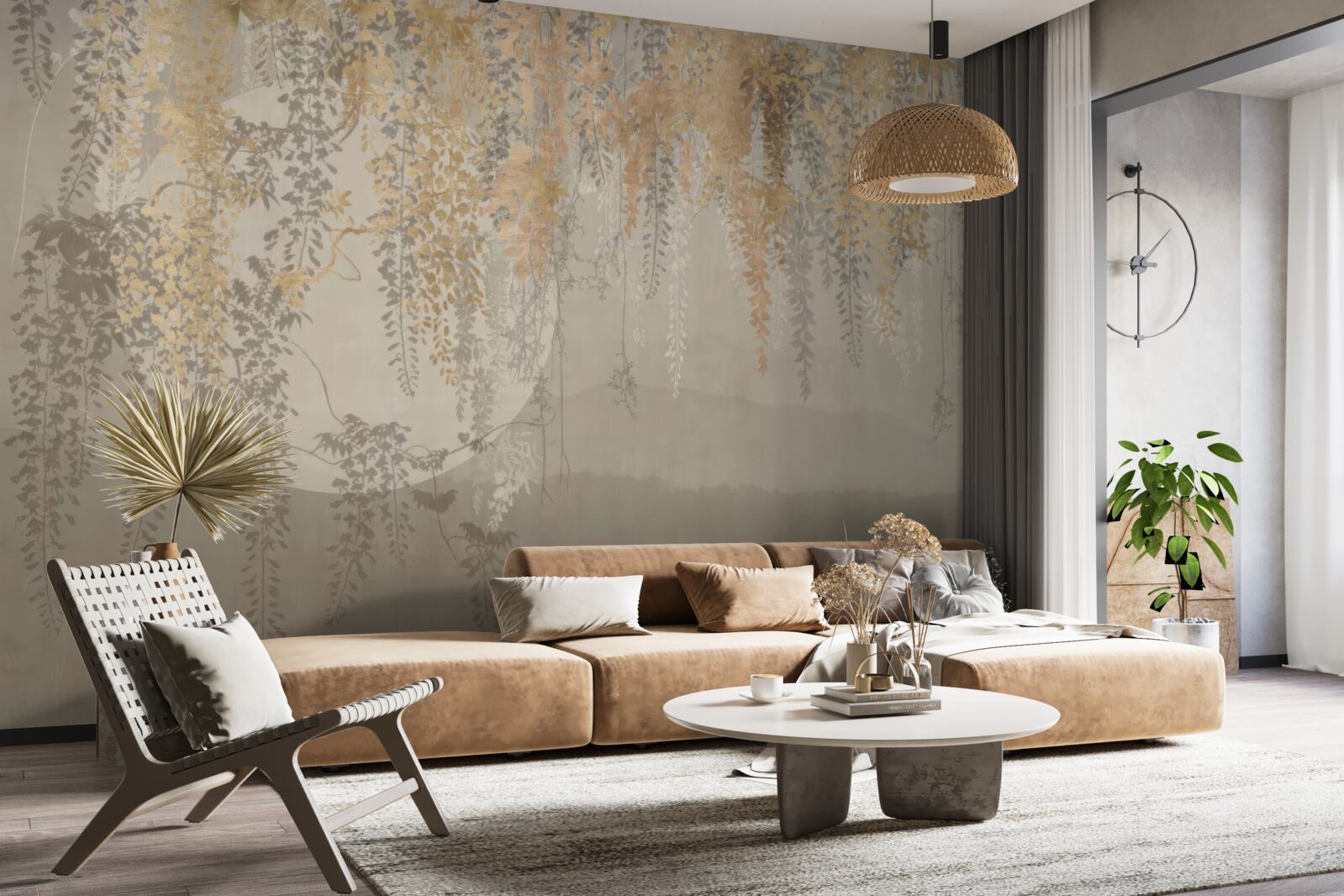 Papier peint des plantes minces s'étirant vers le bas