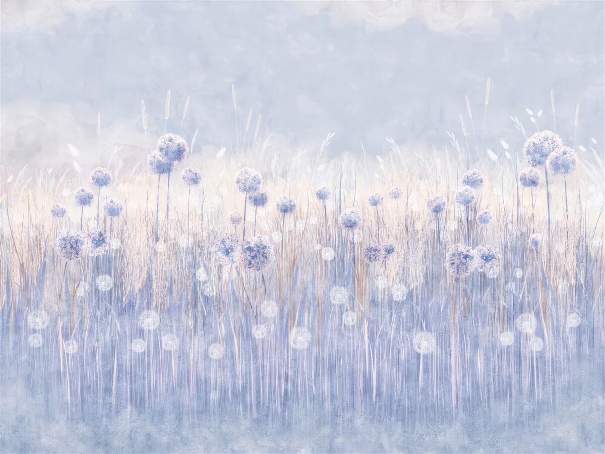 Papier peint plantes de couleur lilas sur fond clair