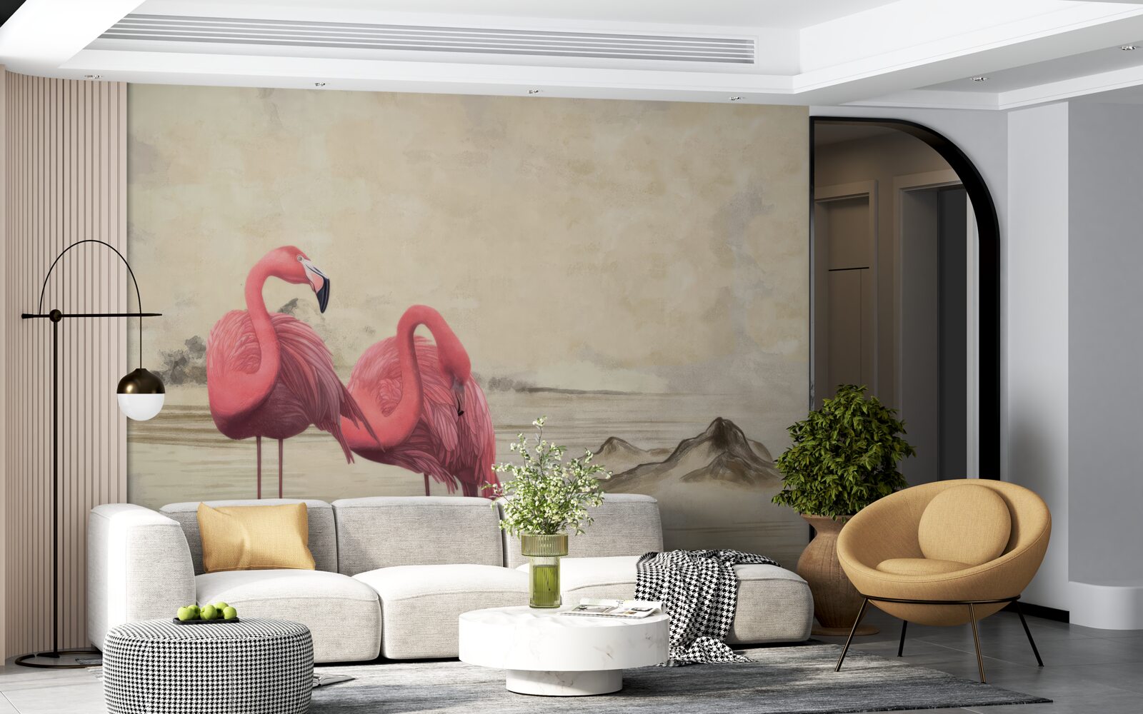 Papier peint une paire de flamants roses