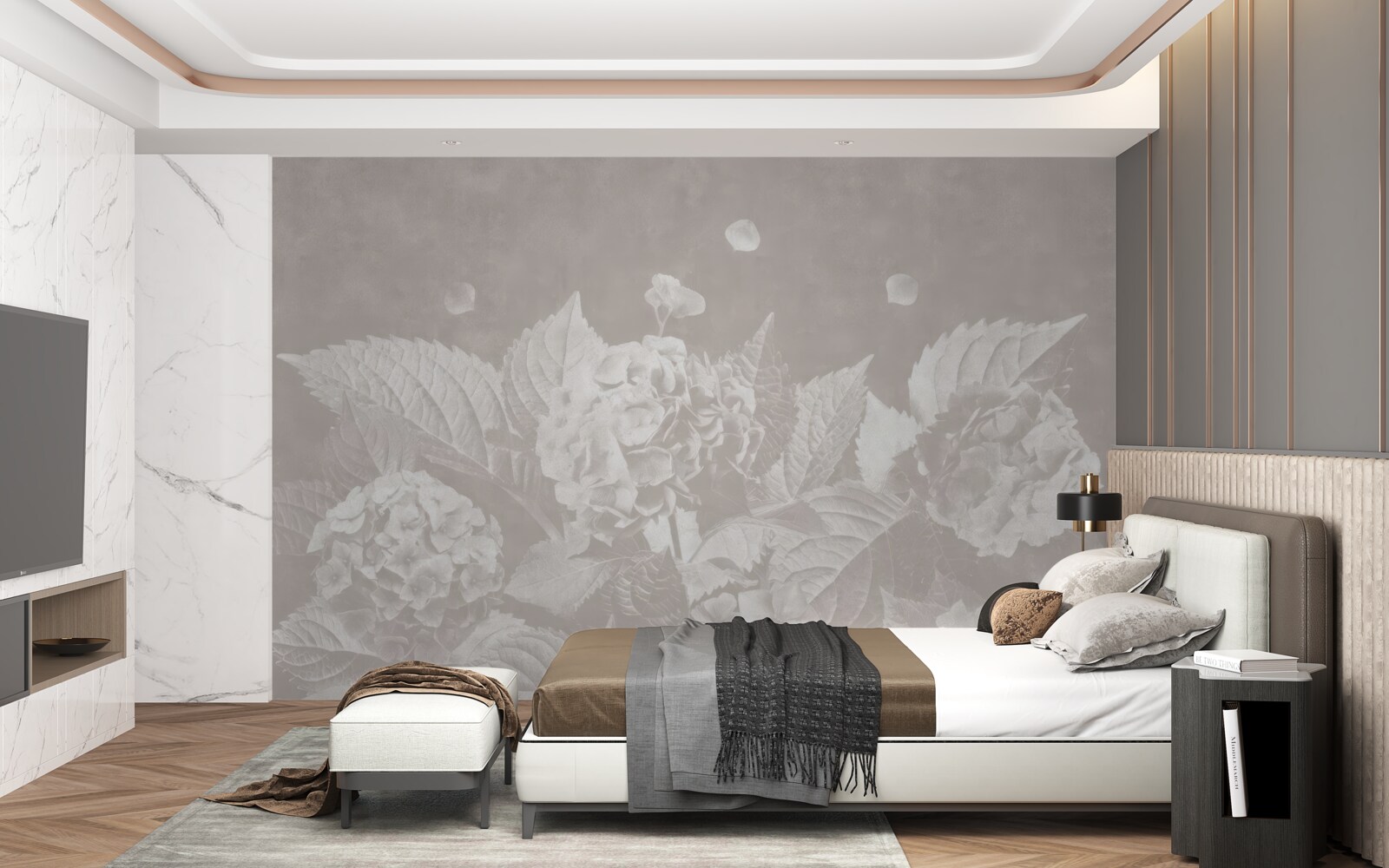 Papier peint magnolias difficiles à voir