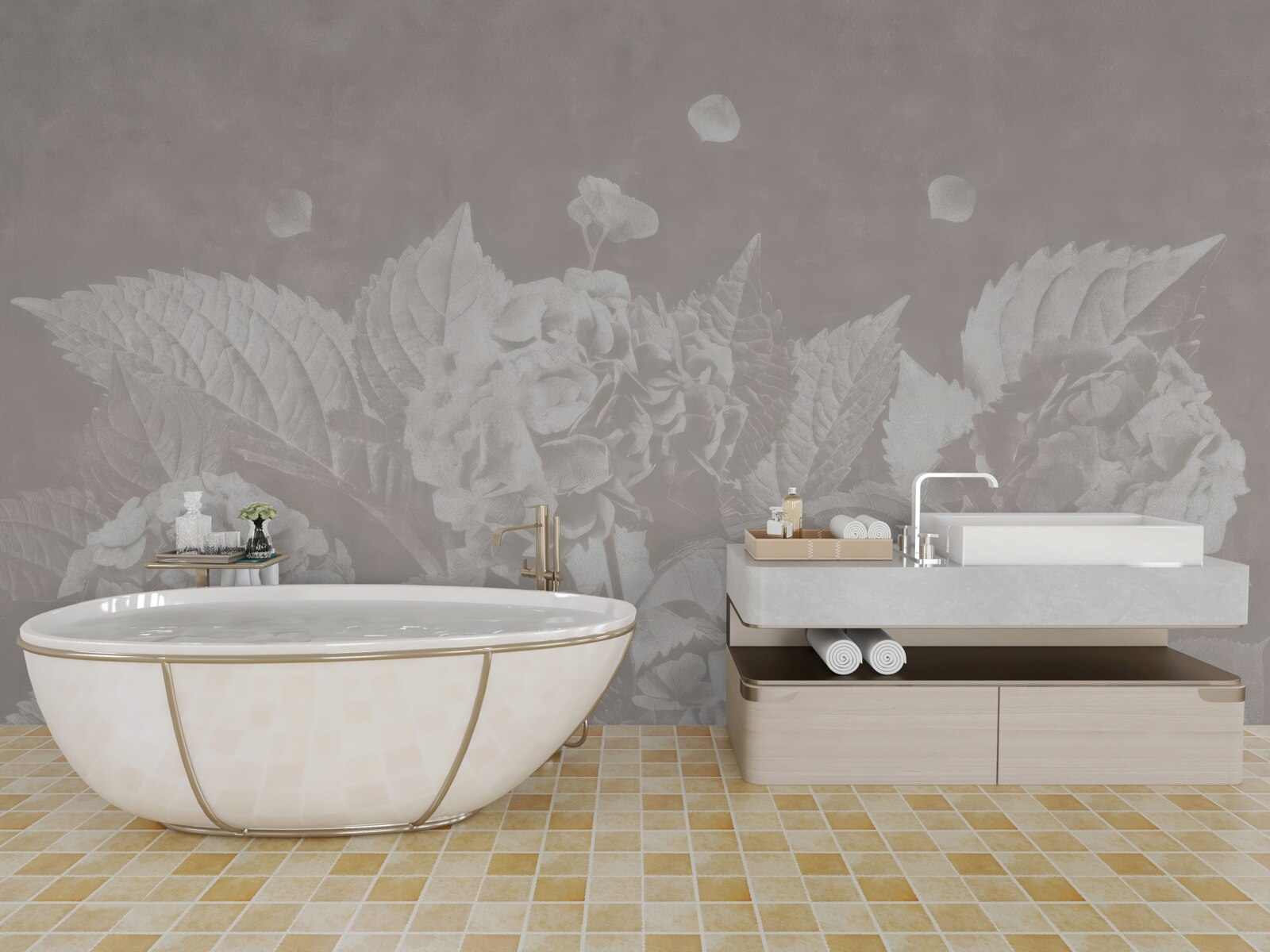 Papier peint magnolias difficiles à voir