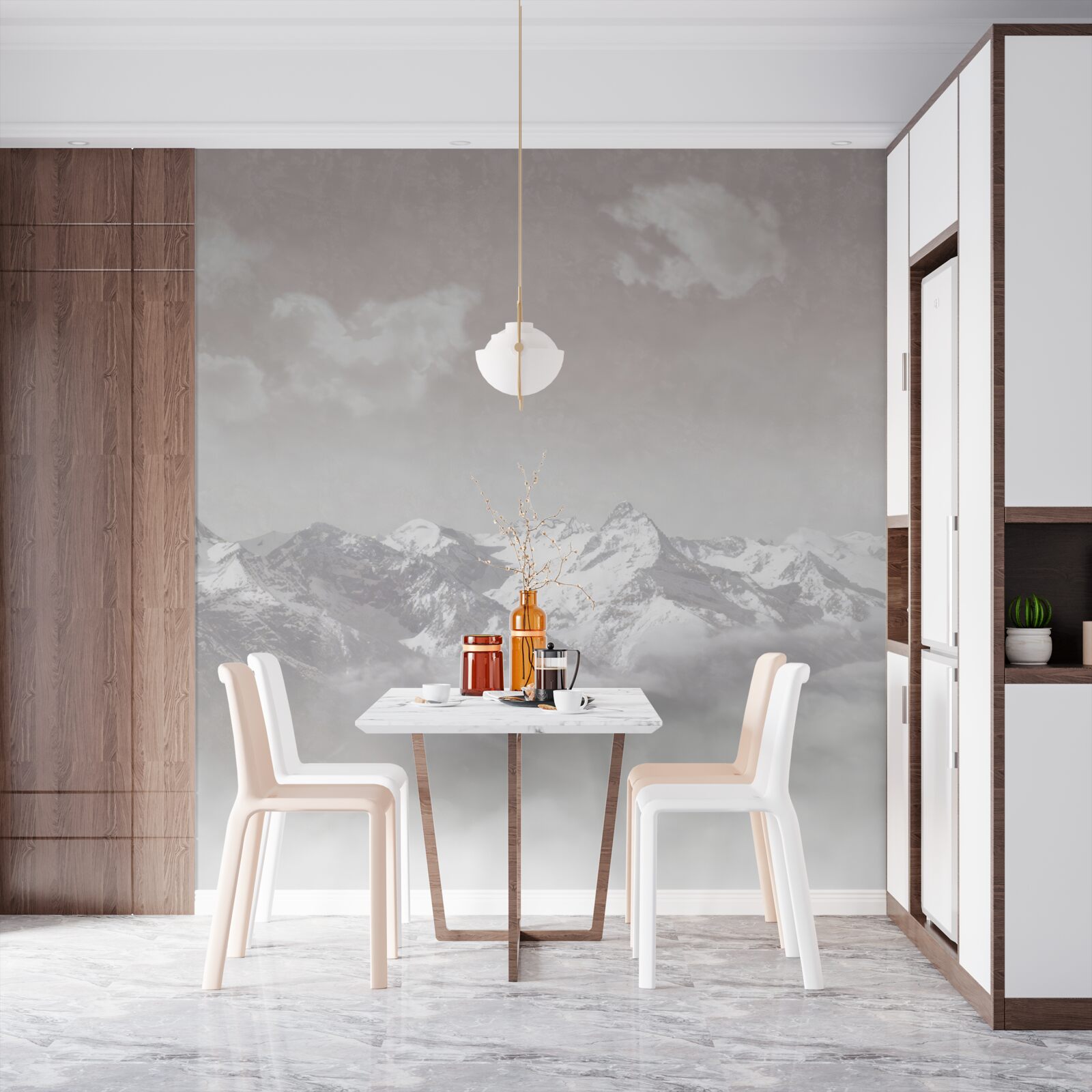 Papier peint montagnes brumeuses