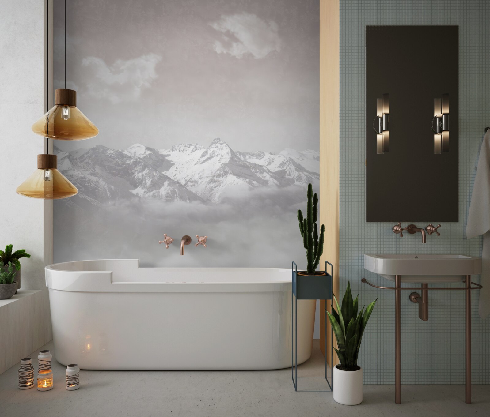 Papier peint montagnes brumeuses