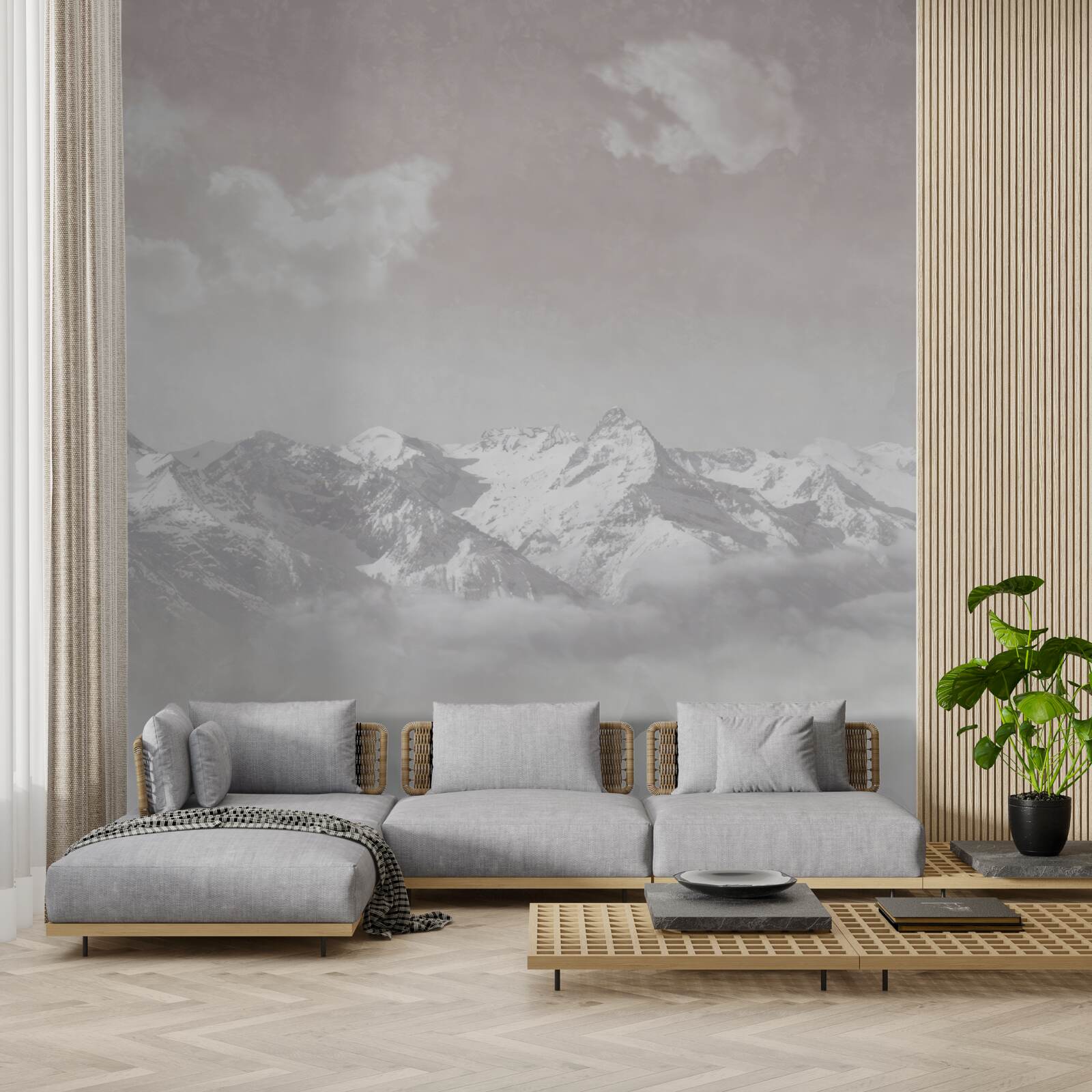 Papier peint montagnes brumeuses