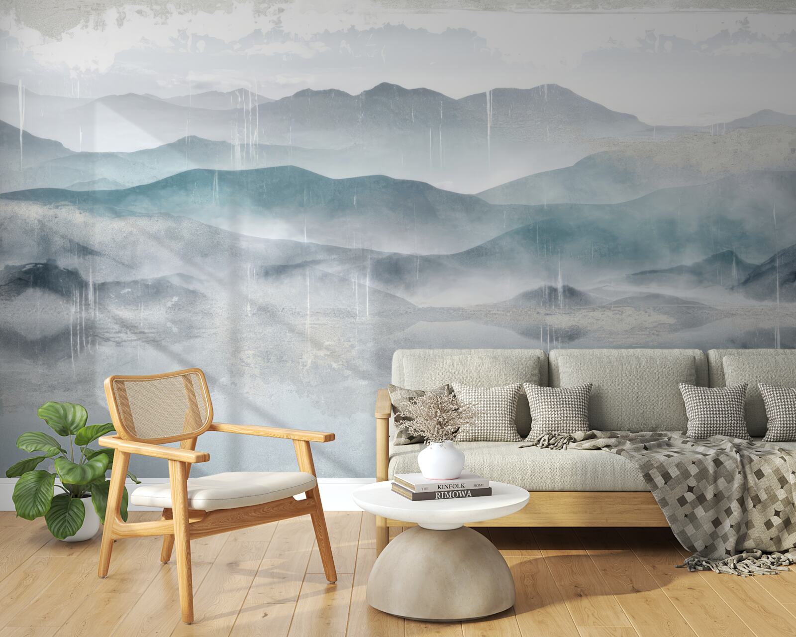 Papier peint contours flous des montagnes