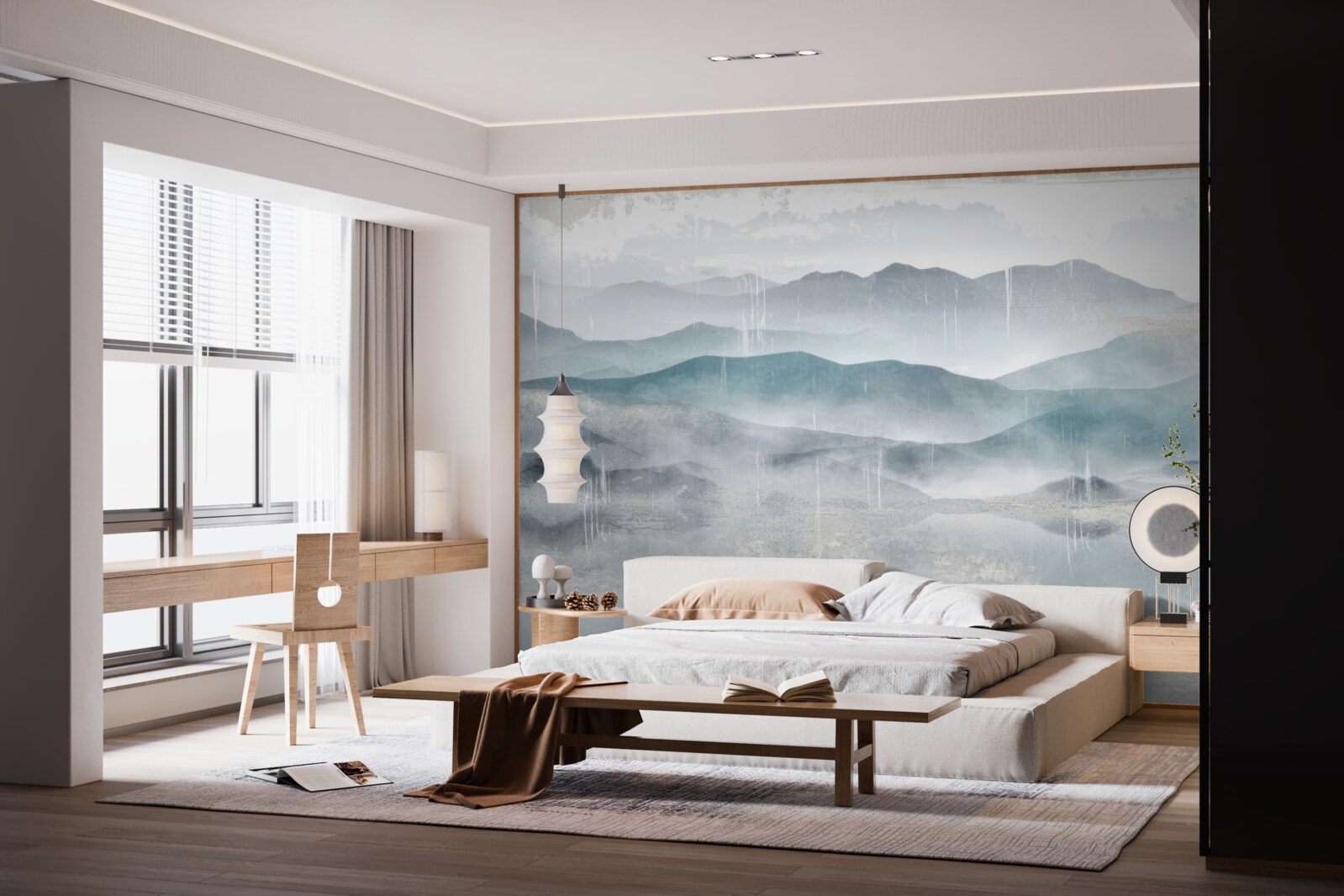 Papier peint contours flous des montagnes