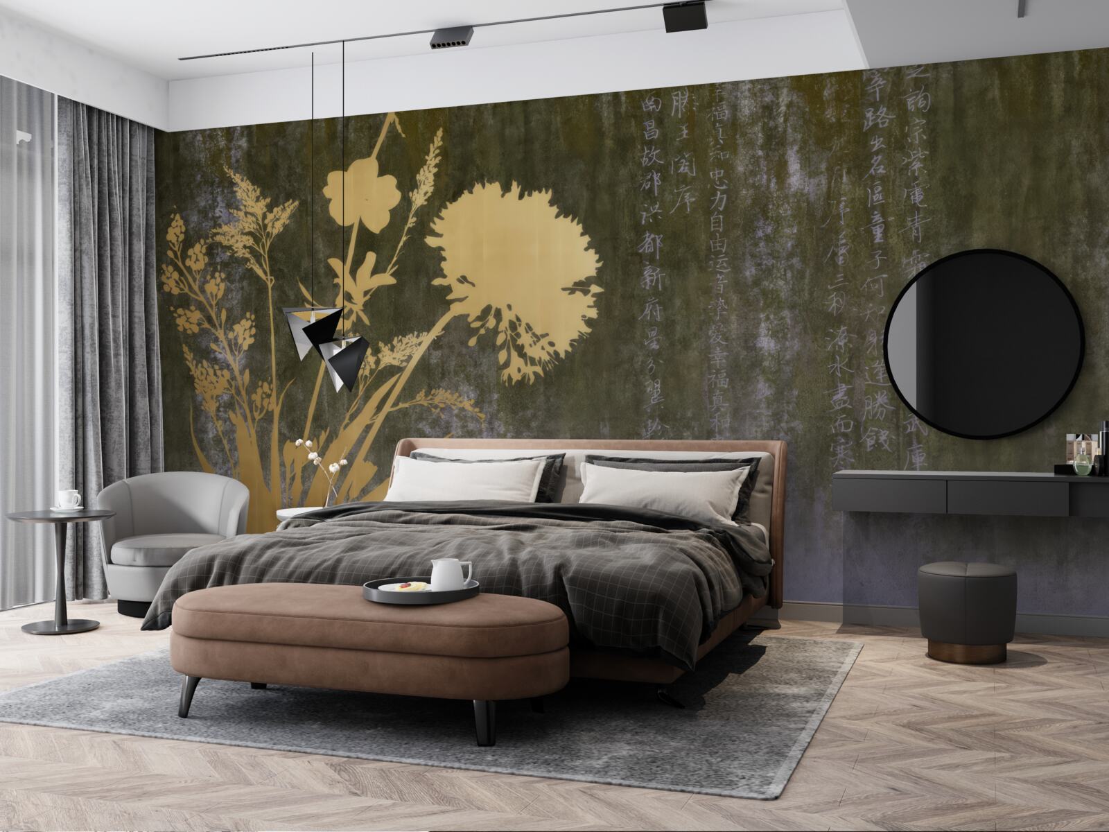 Papier peint fond avec des images de hiéroglyphes et de plantes