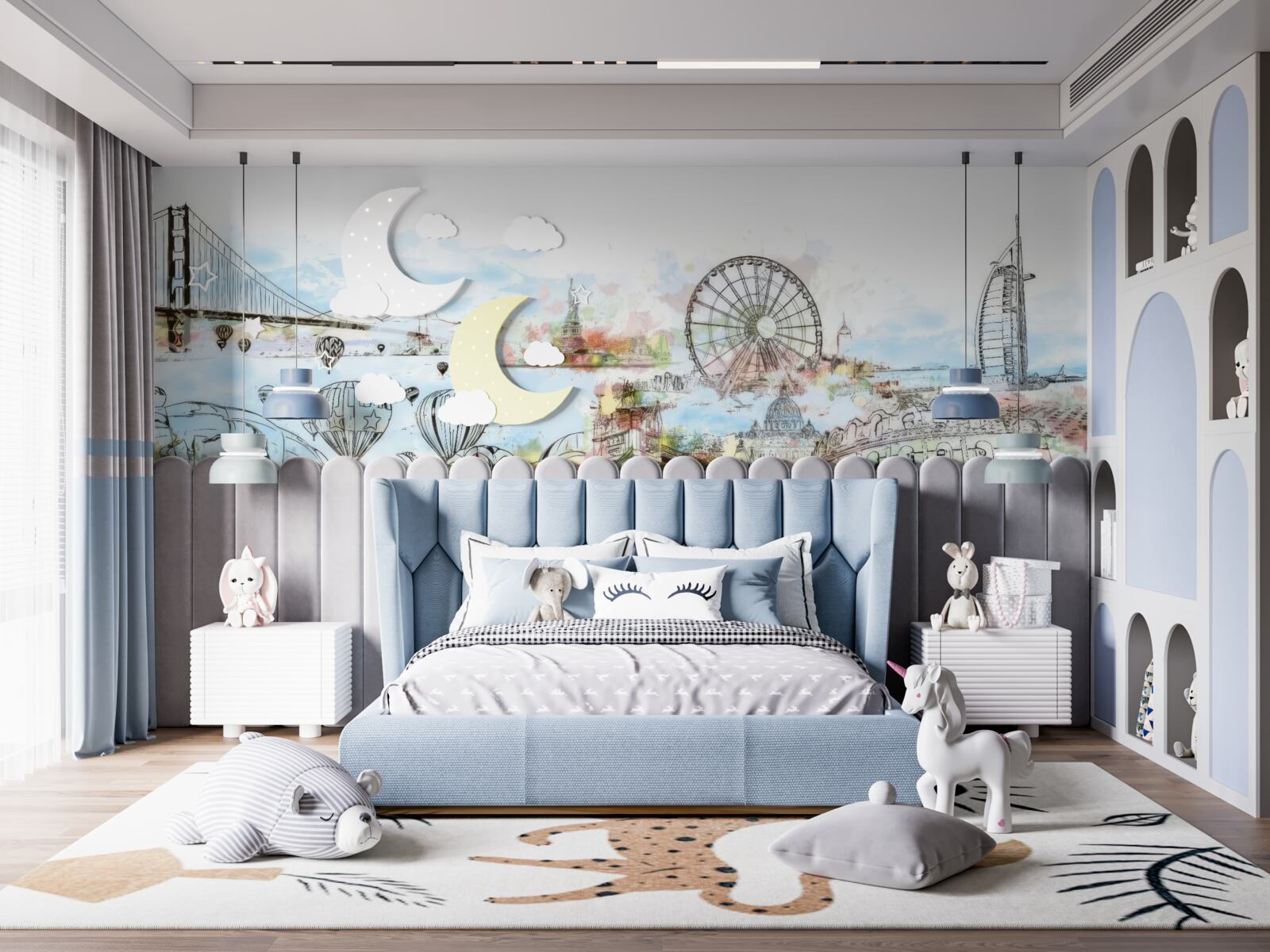 Papier peint les contours de divers lieux connus