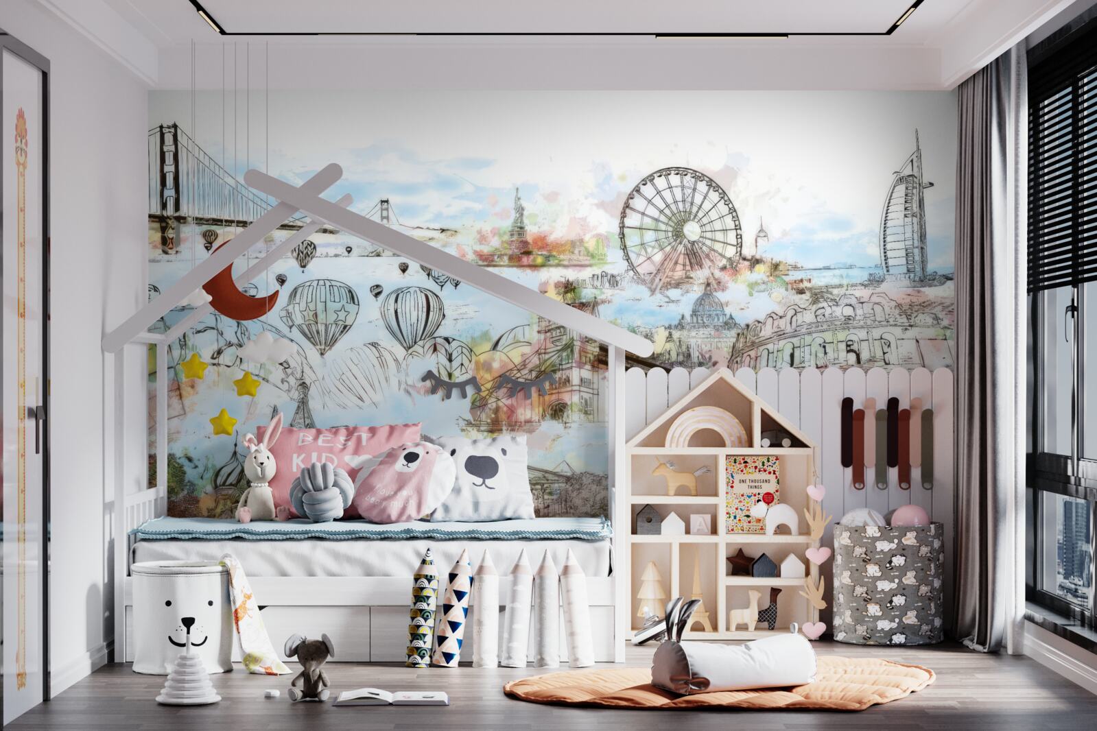 Papier peint les contours de divers lieux connus