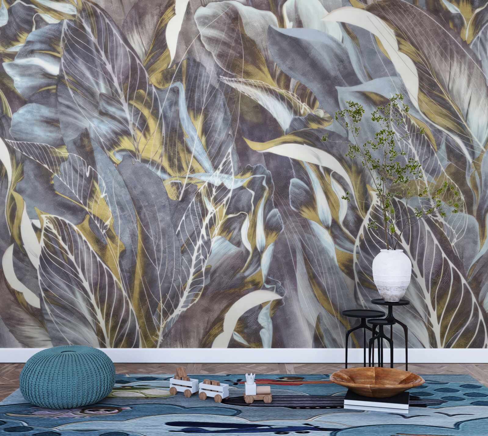 Papier peint rideau dense de feuilles