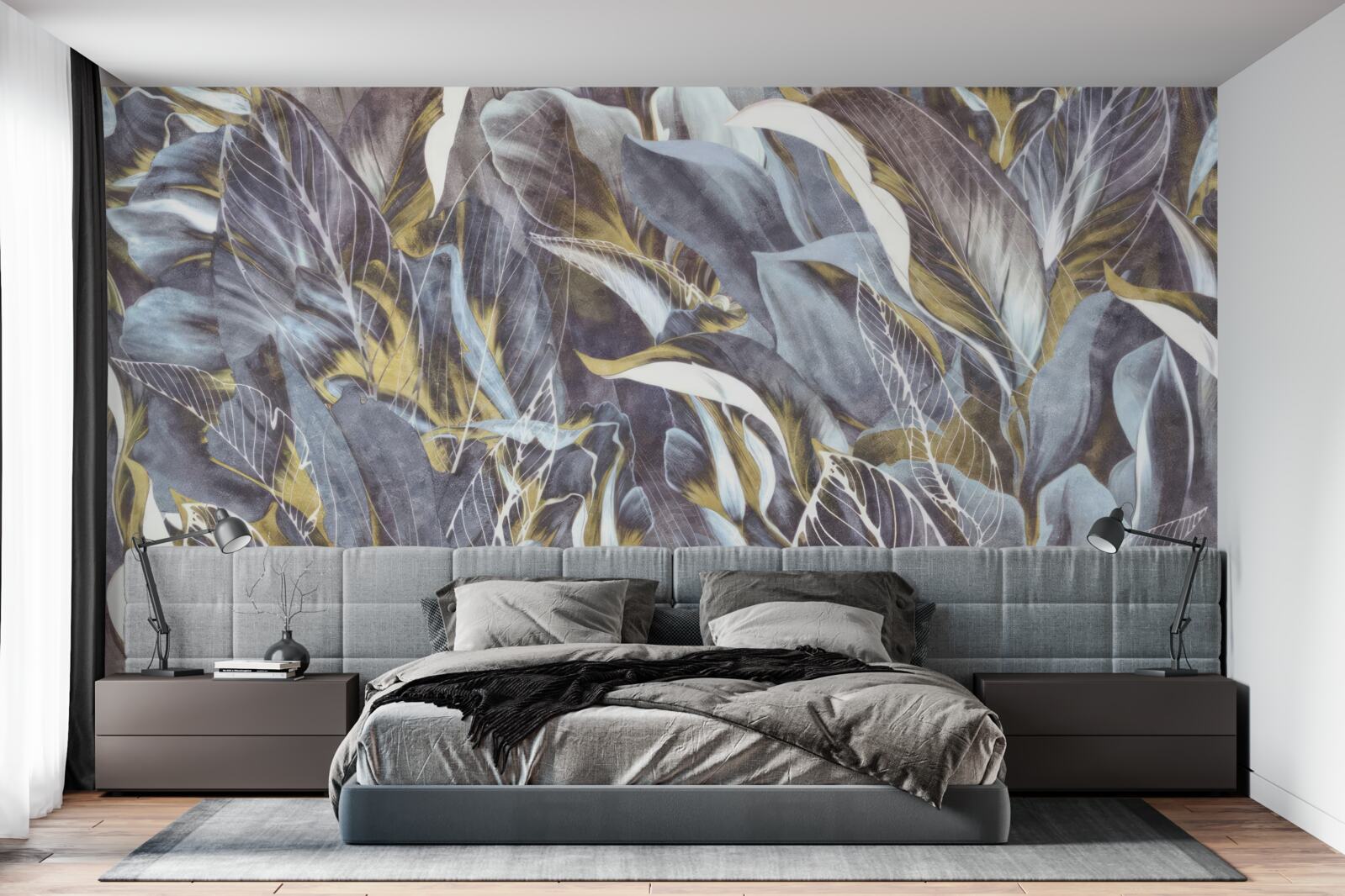 Papier peint rideau dense de feuilles