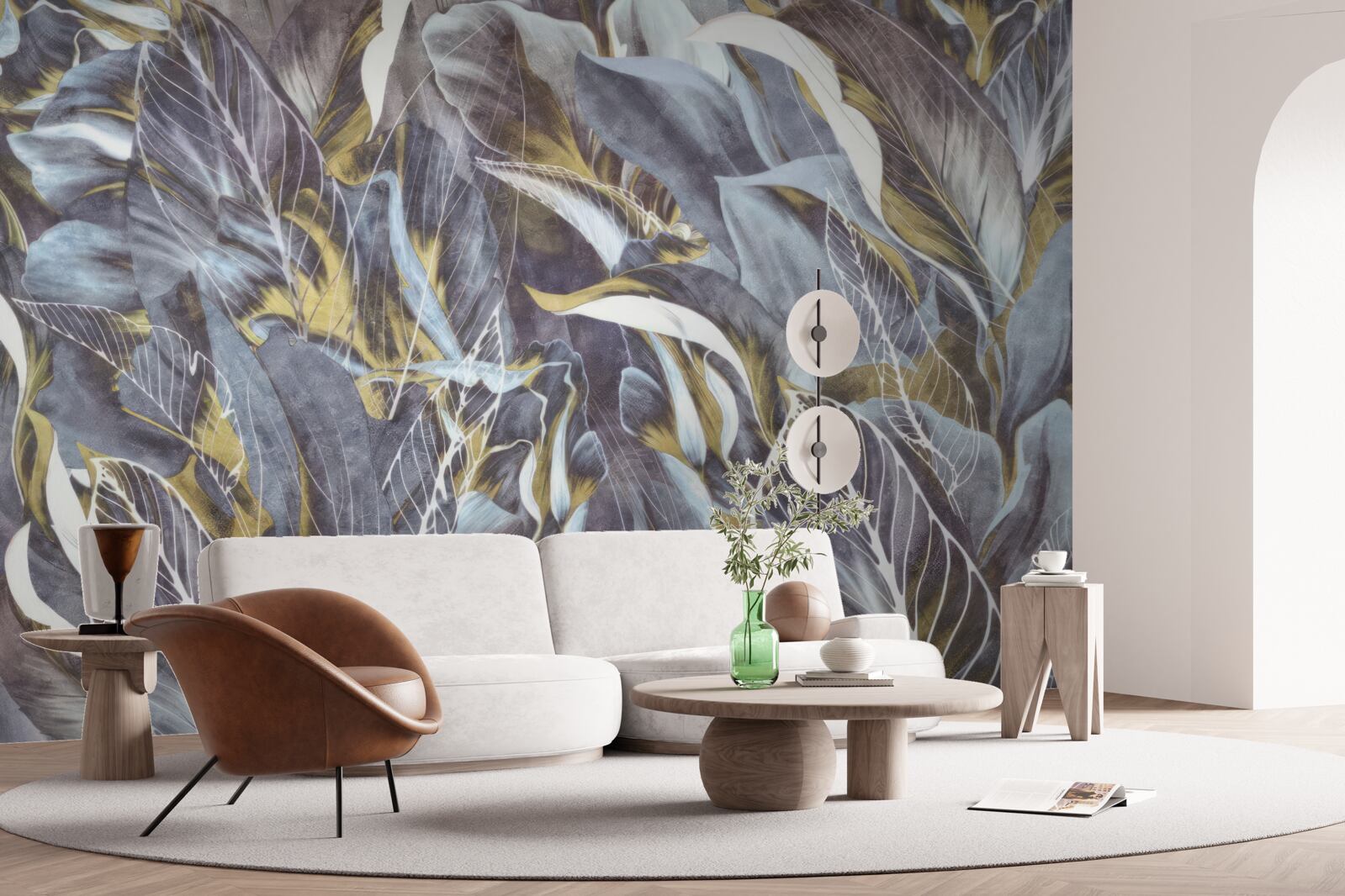 Papier peint rideau dense de feuilles