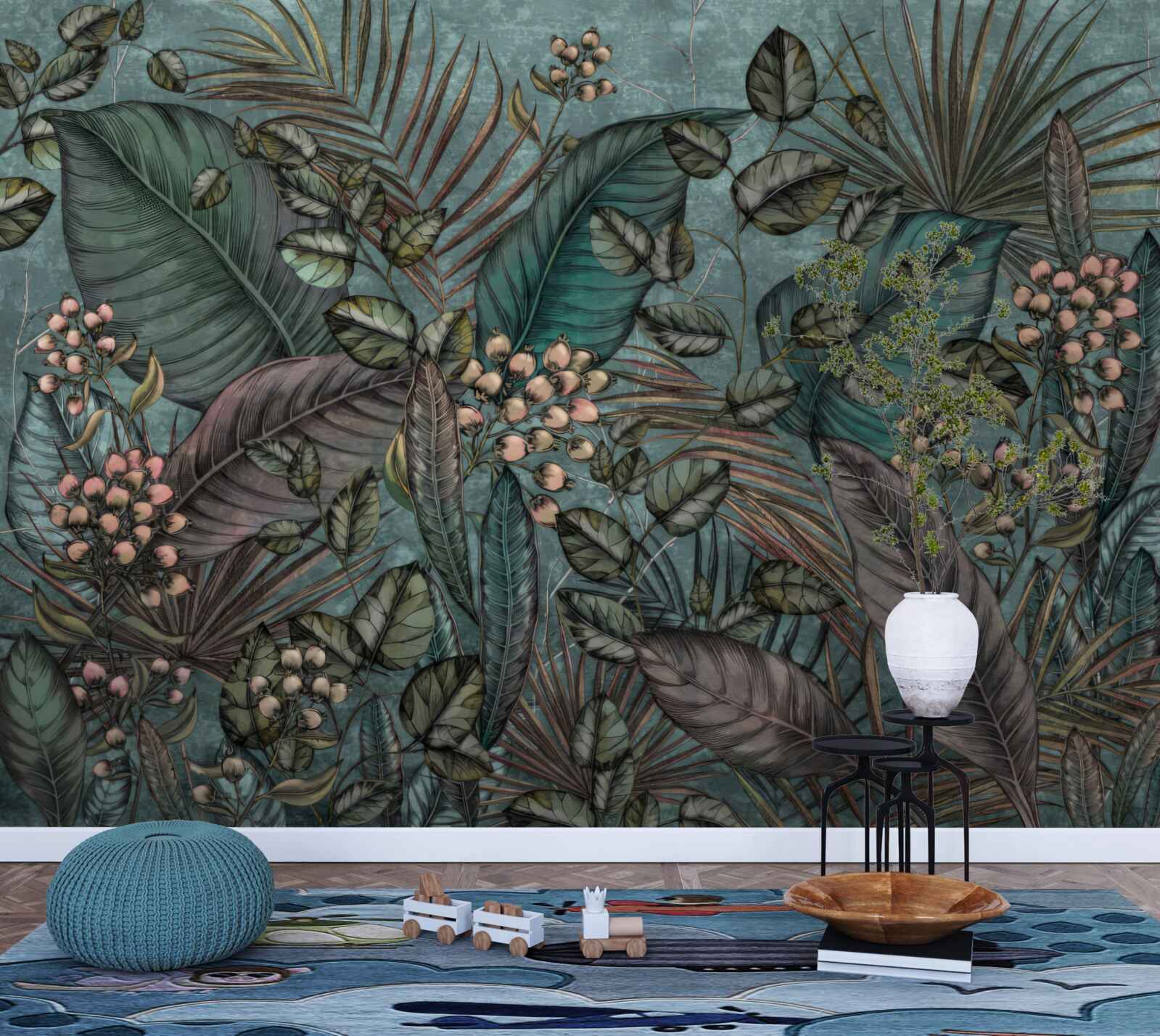 Papier peint fond de feuilles sombres