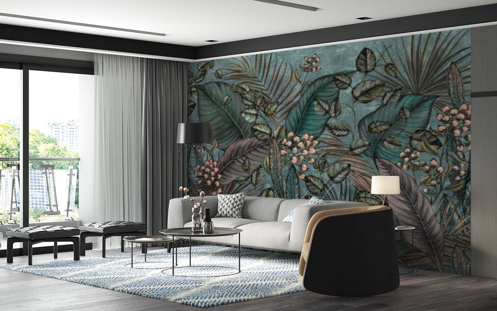 Papier peint fond de feuilles sombres