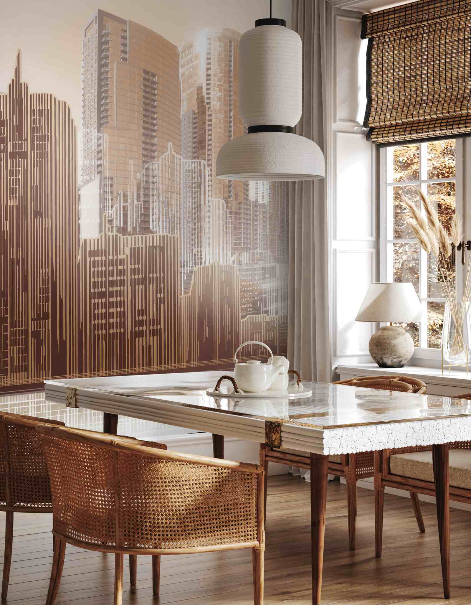 Papier peint les contours des bâtiments à plusieurs étages