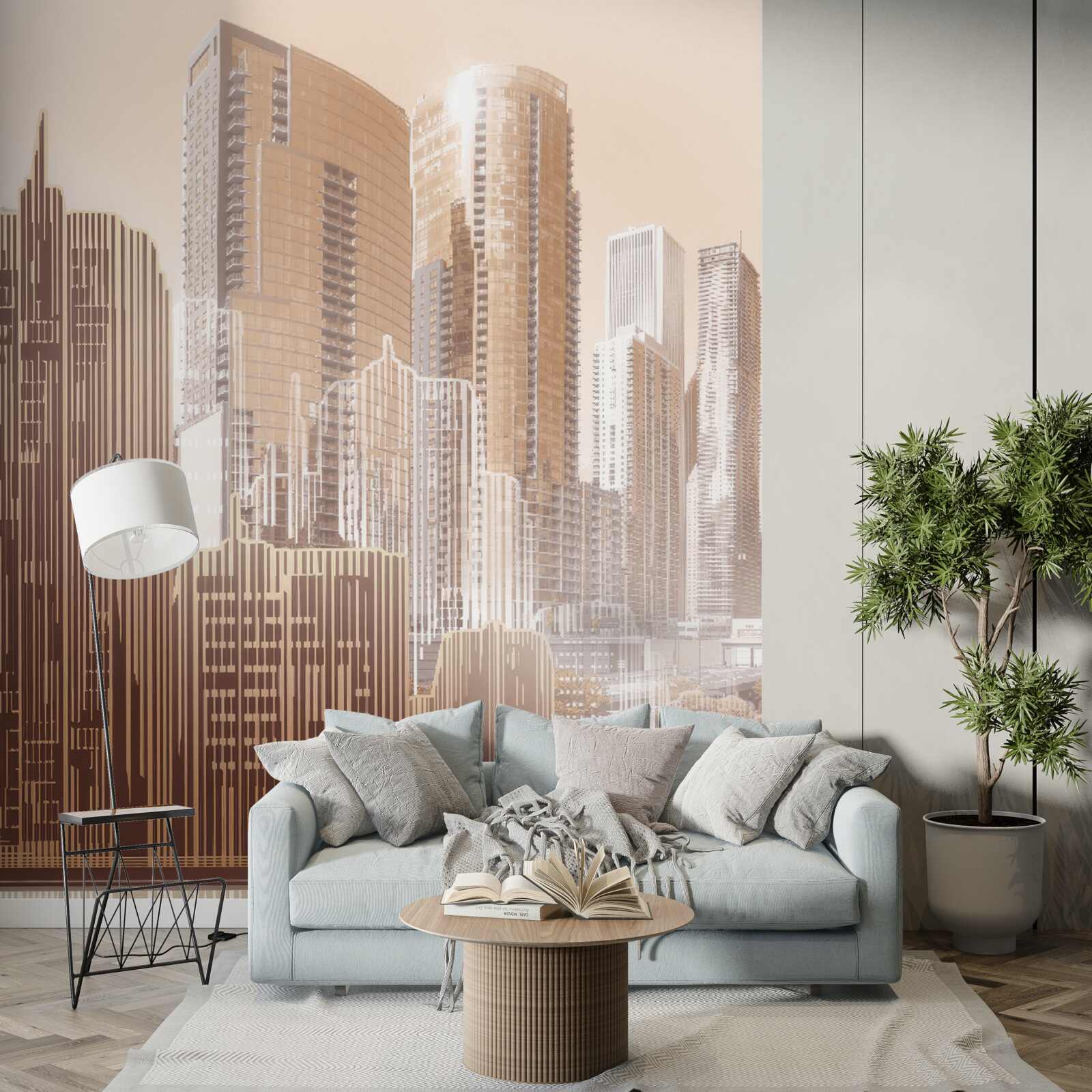 Papier peint les contours des bâtiments à plusieurs étages