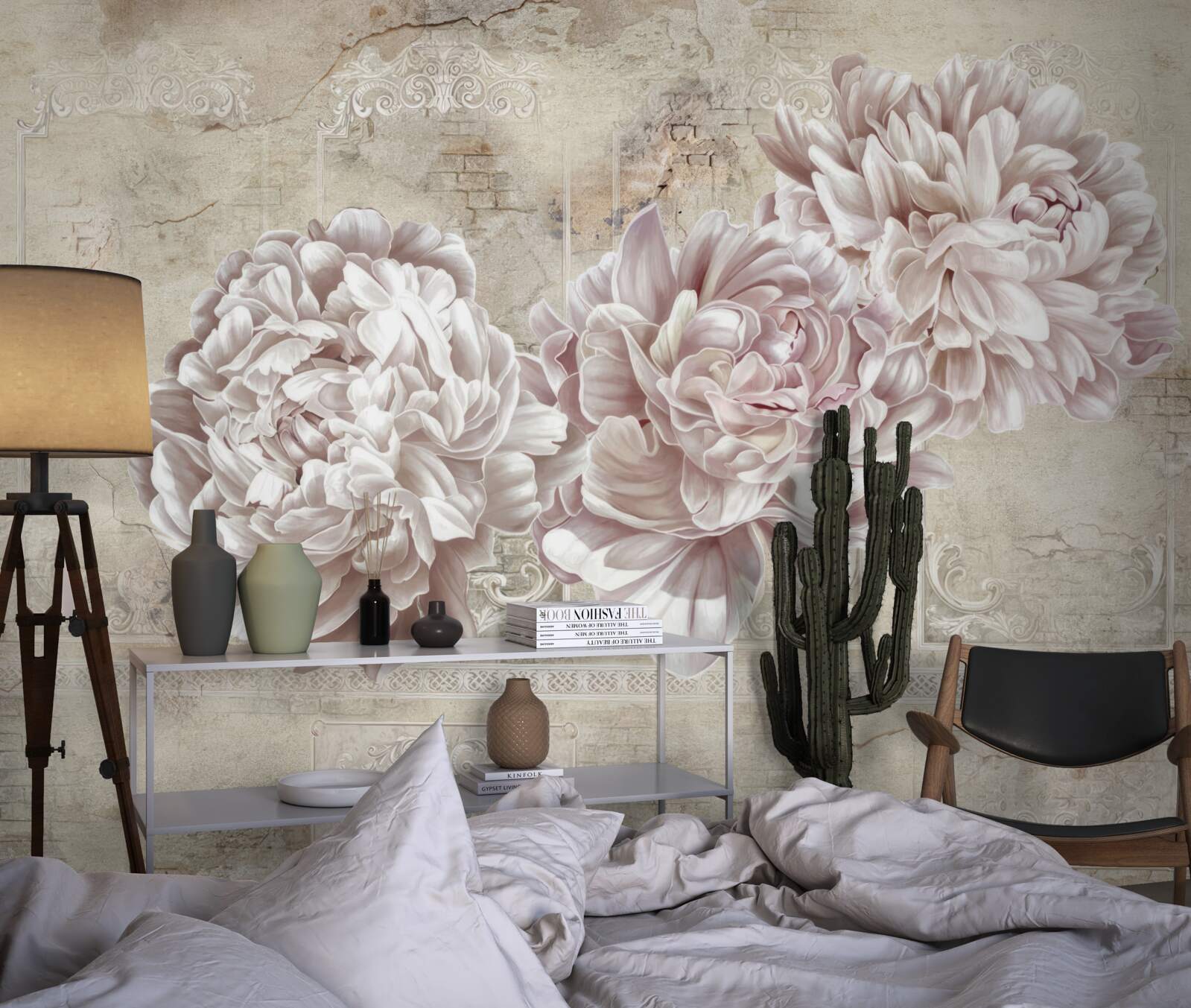 Papier peint grandes pivoines lumineuses