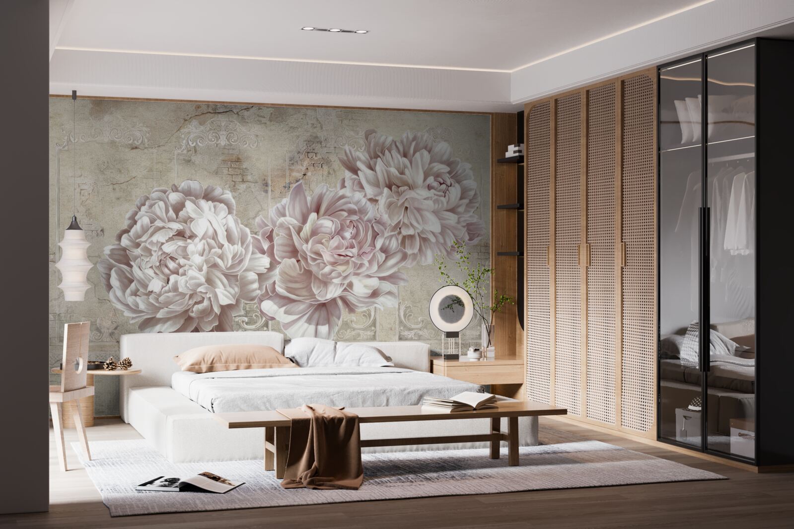 Papier peint grandes pivoines lumineuses