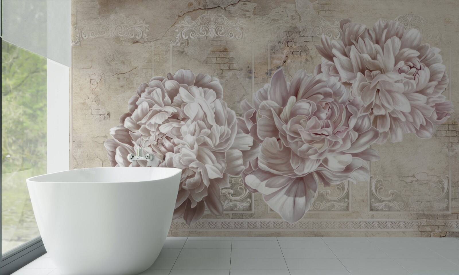 Papier peint grandes pivoines lumineuses