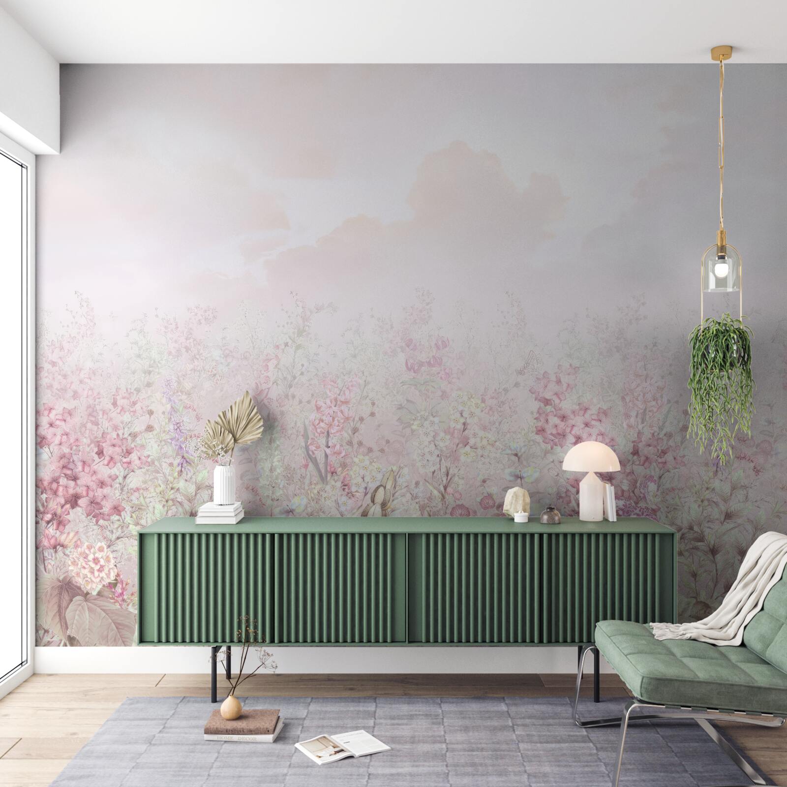 Papier peint Une prairie parsemée de fleurs