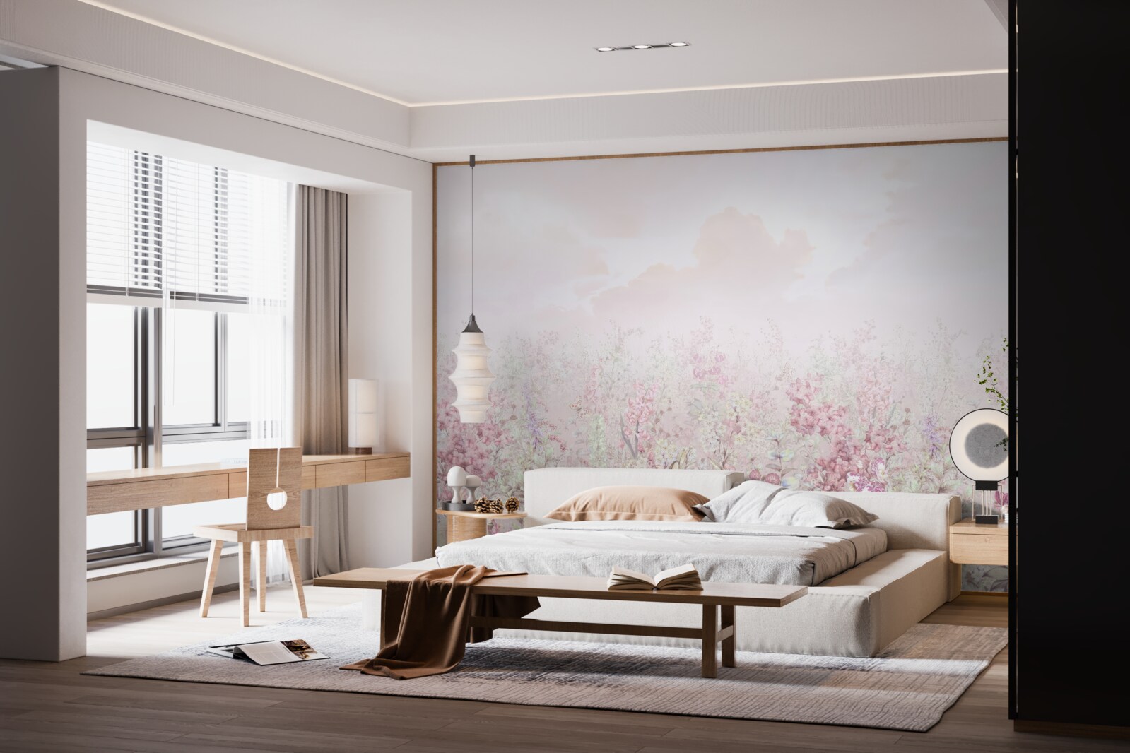 Papier peint Une prairie parsemée de fleurs