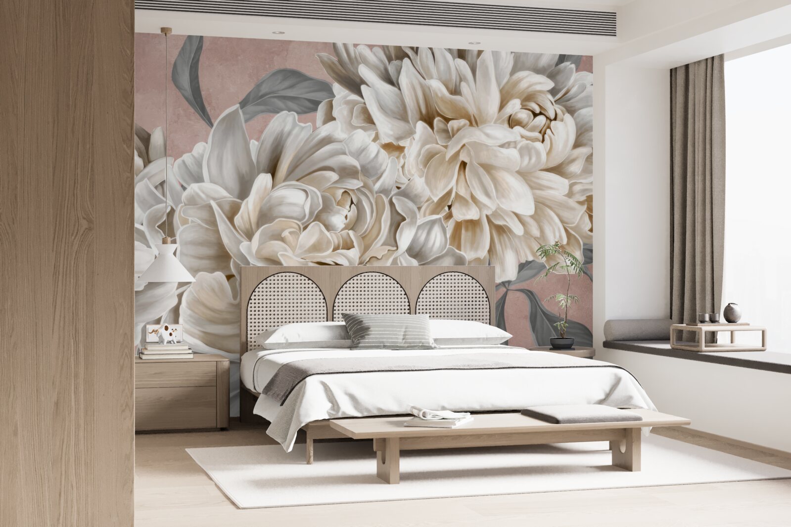 Papier peint d'immenses pivoines blanches comme neige