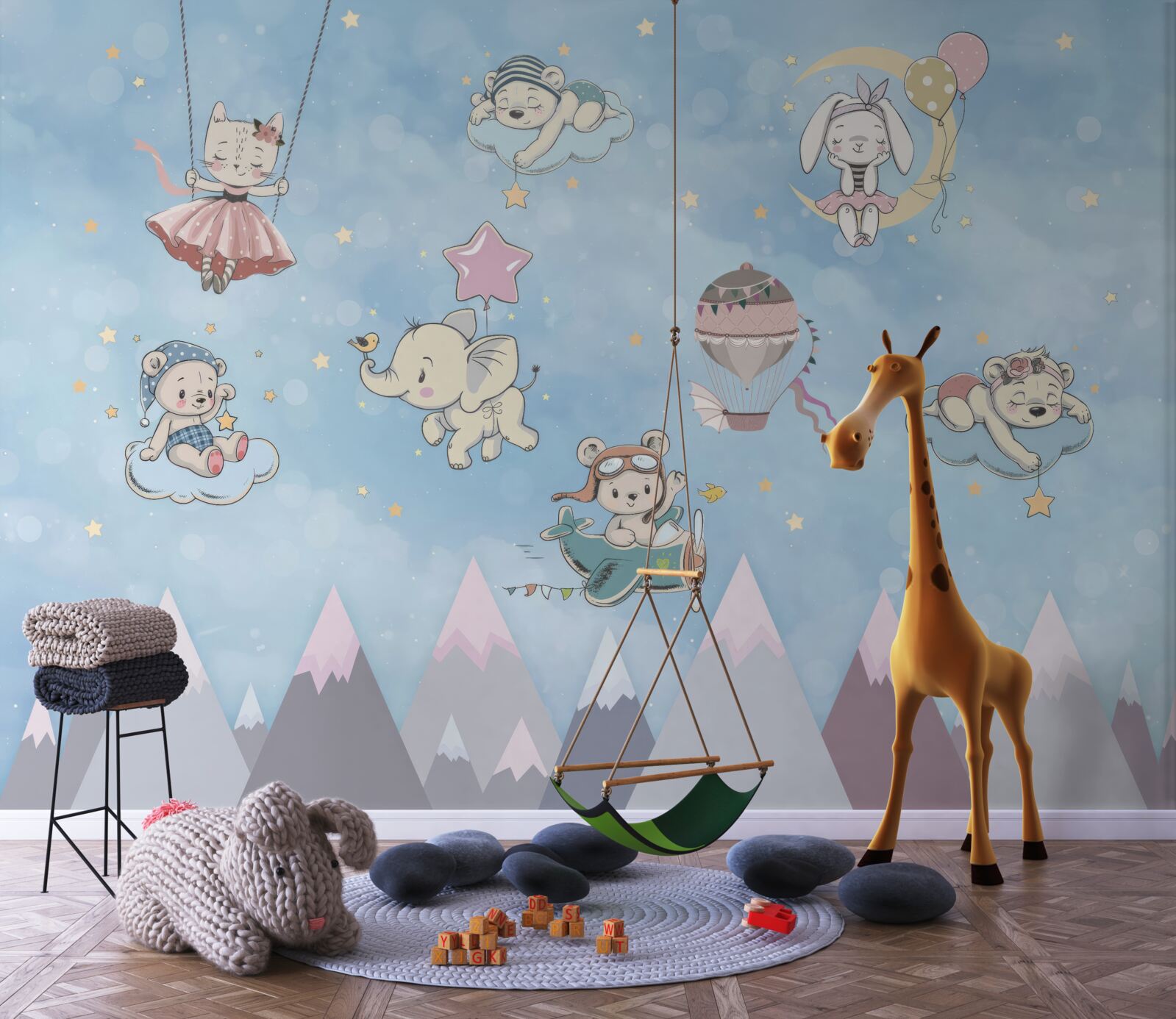 Papier peint les animaux jouent dans le ciel