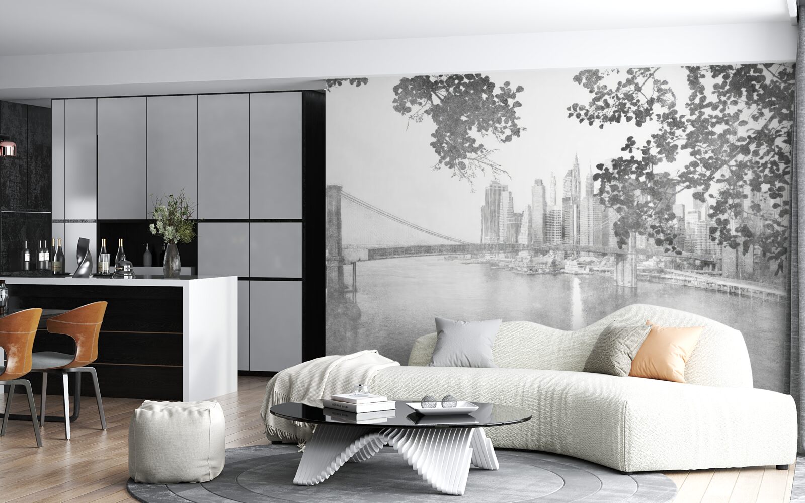 Papier peint noir et blanc new york