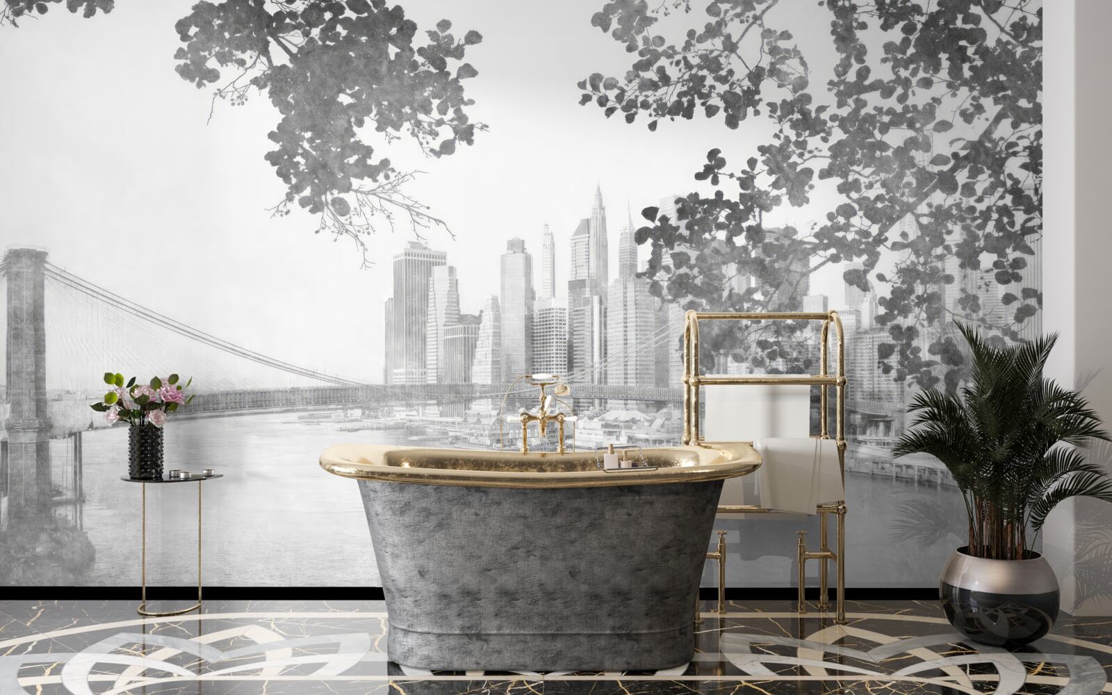Papier peint noir et blanc new york