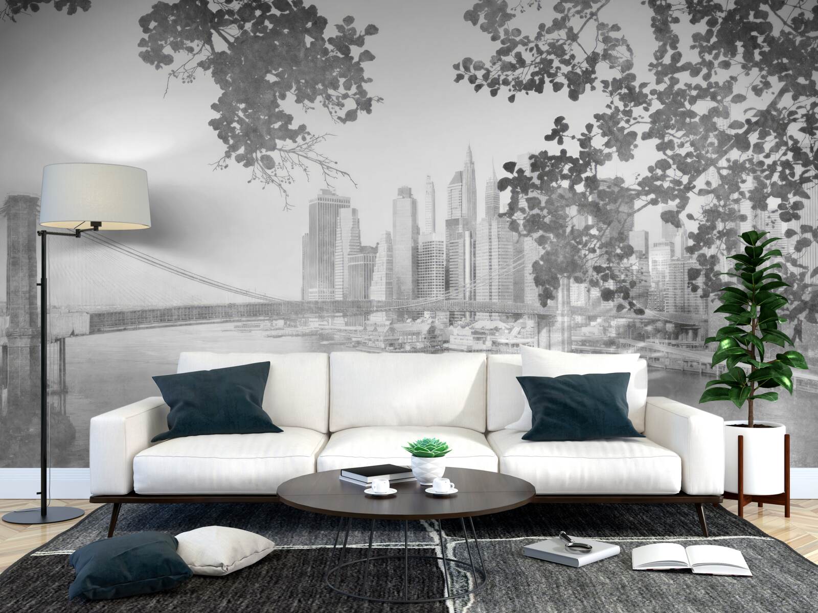 Papier peint noir et blanc new york