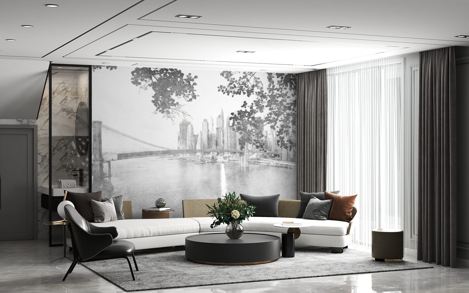 Papier peint noir et blanc new york