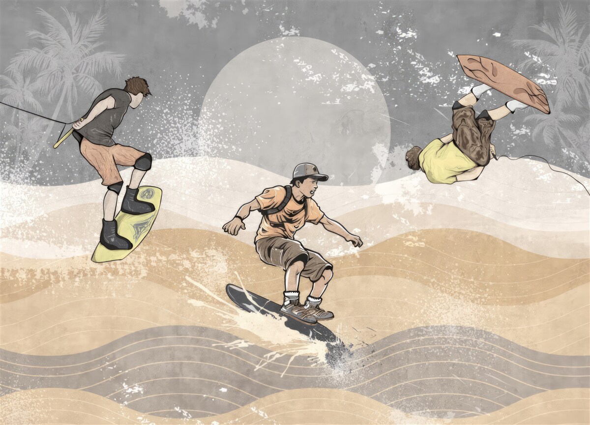 Papier peint Les snowboarders s'amusent