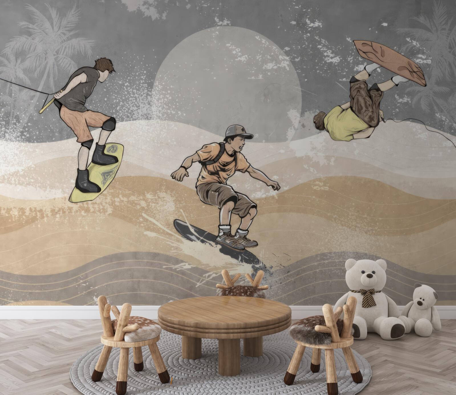 Papier peint Les snowboarders s'amusent