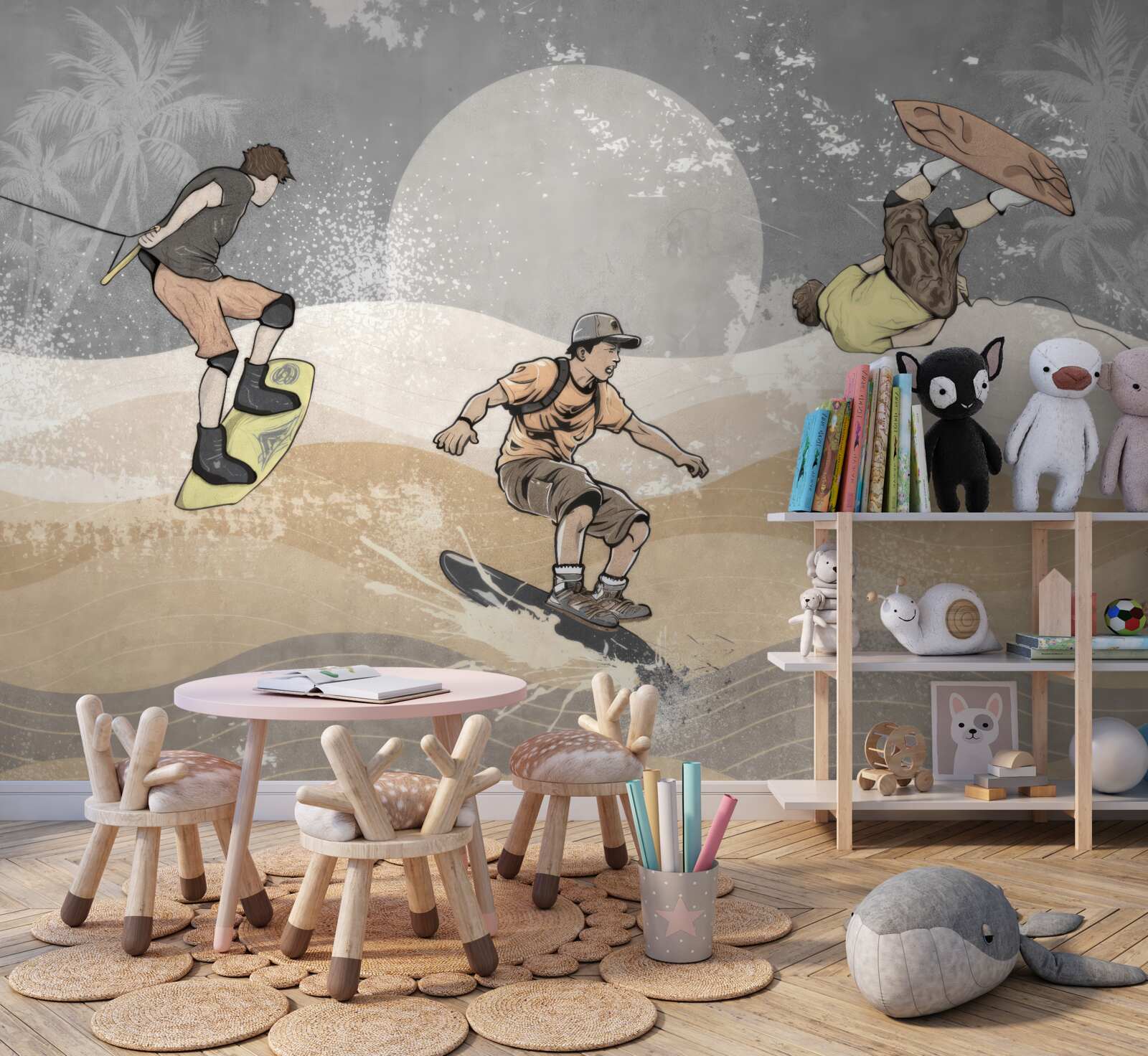 Papier peint Les snowboarders s'amusent