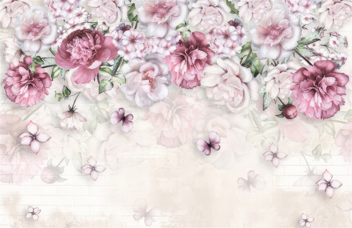 Papier peint des pivoines en fleurs dans une riche teinte lilas