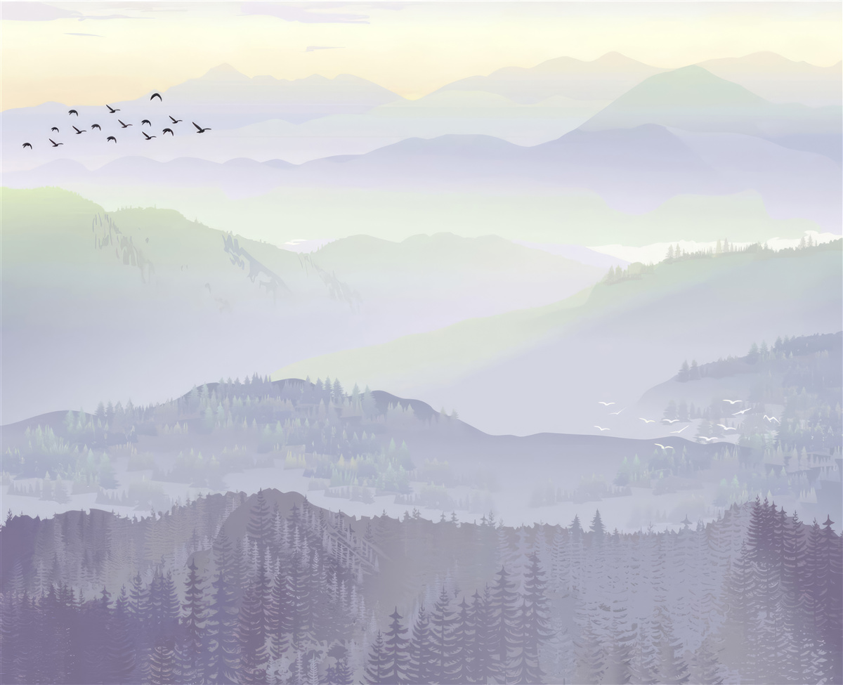 Papier peint Les oiseaux retournent dans la forêt en sommeil