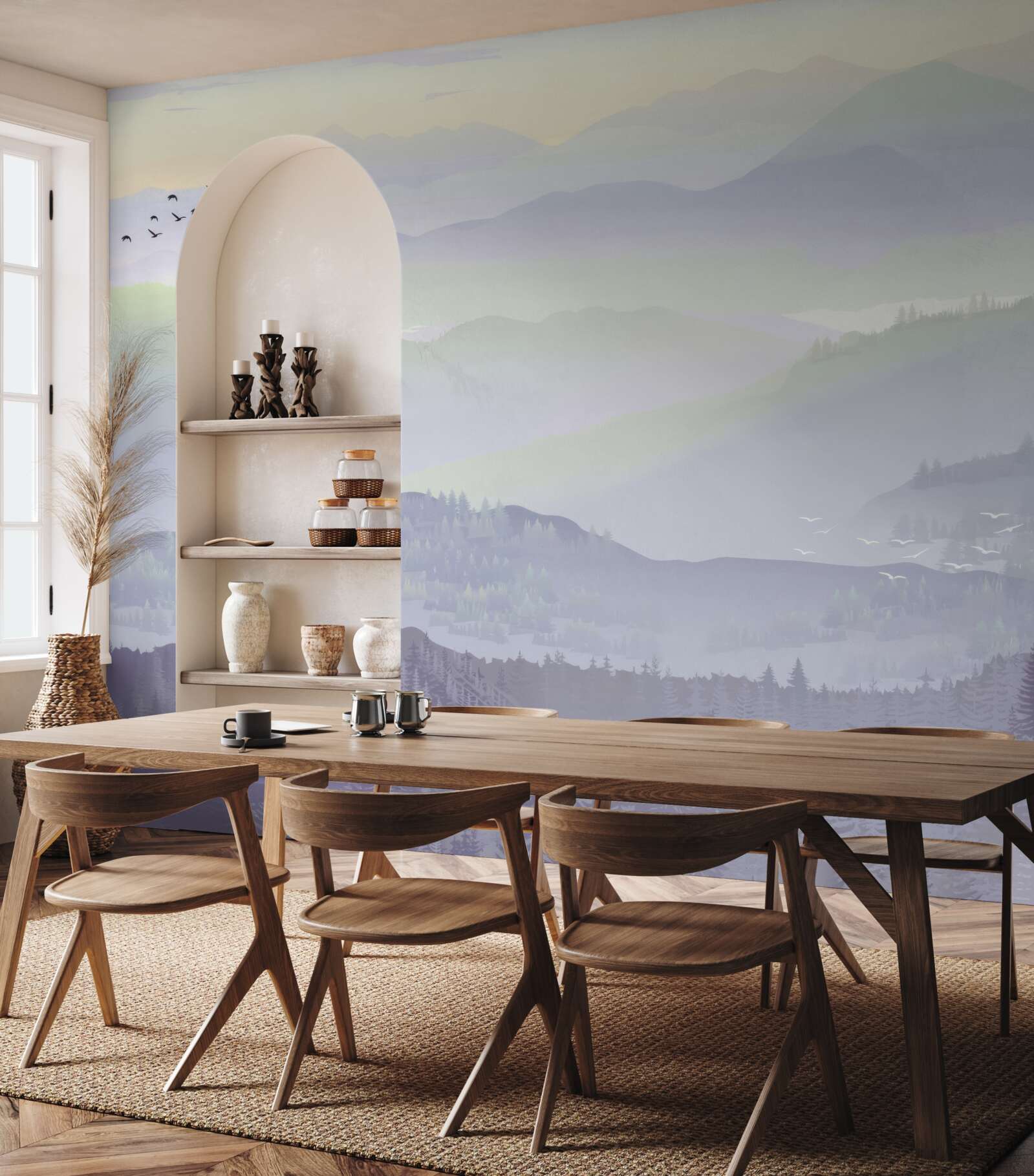 Papier peint Les oiseaux retournent dans la forêt en sommeil