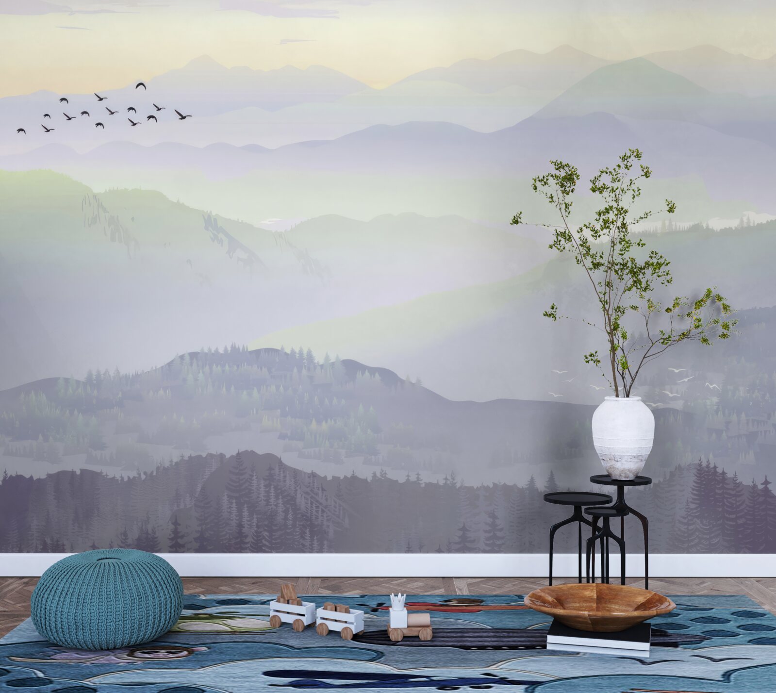 Papier peint Les oiseaux retournent dans la forêt en sommeil