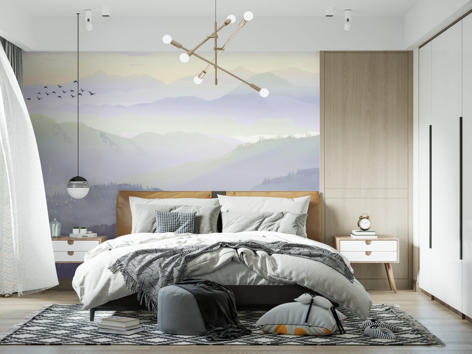 Papier peint Les oiseaux retournent dans la forêt en sommeil