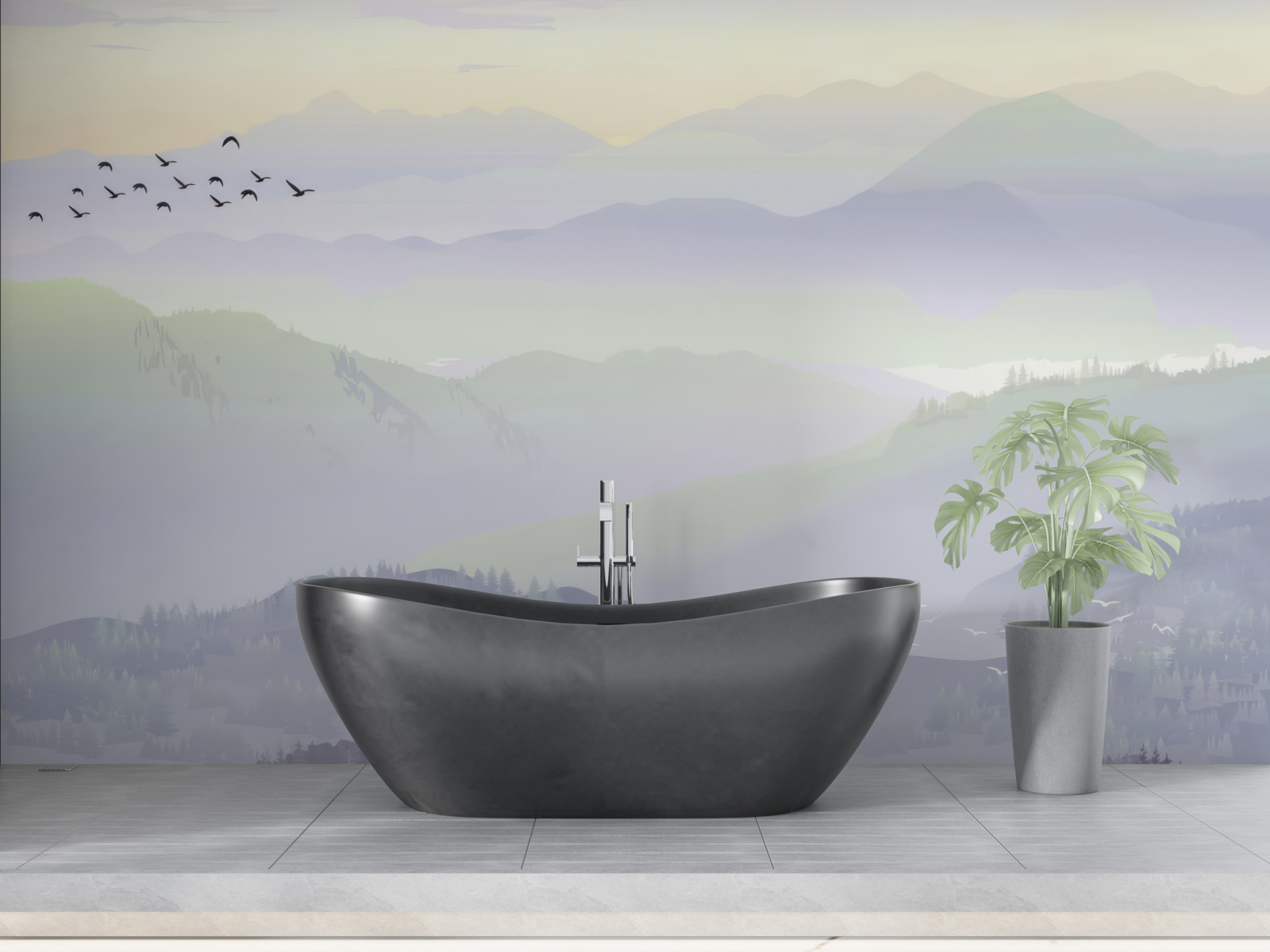 Papier peint Les oiseaux retournent dans la forêt en sommeil