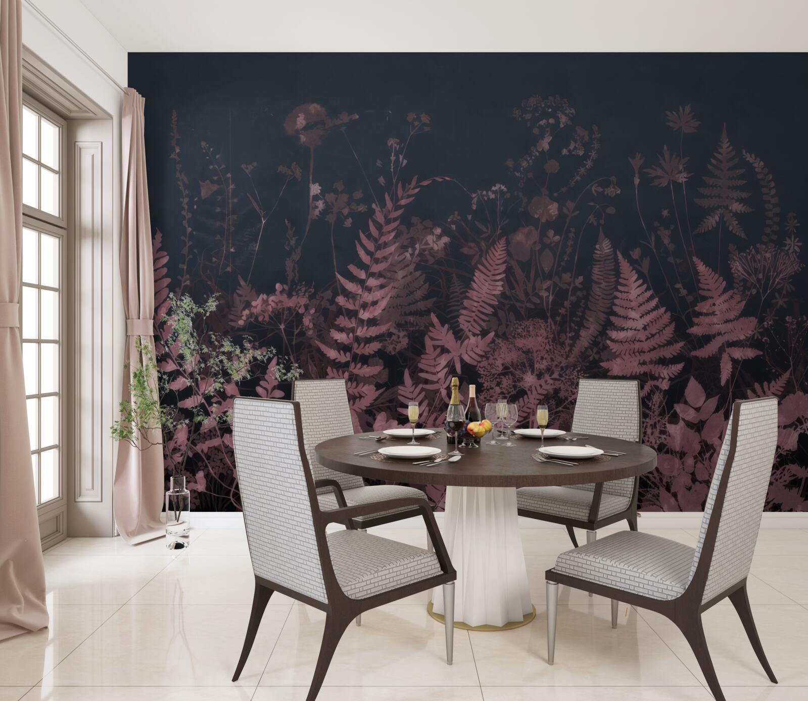 Papier peint fougère violette sous-marine