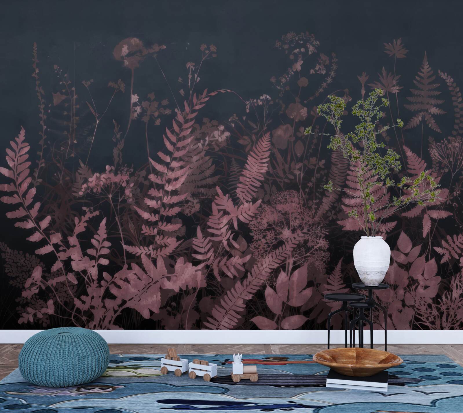 Papier peint fougère violette sous-marine