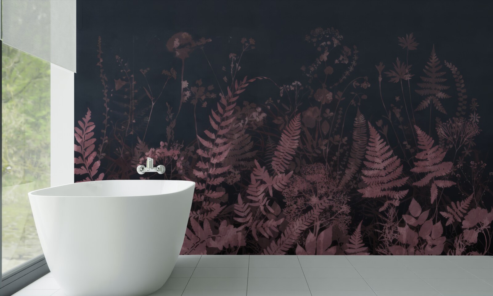 Papier peint fougère violette sous-marine