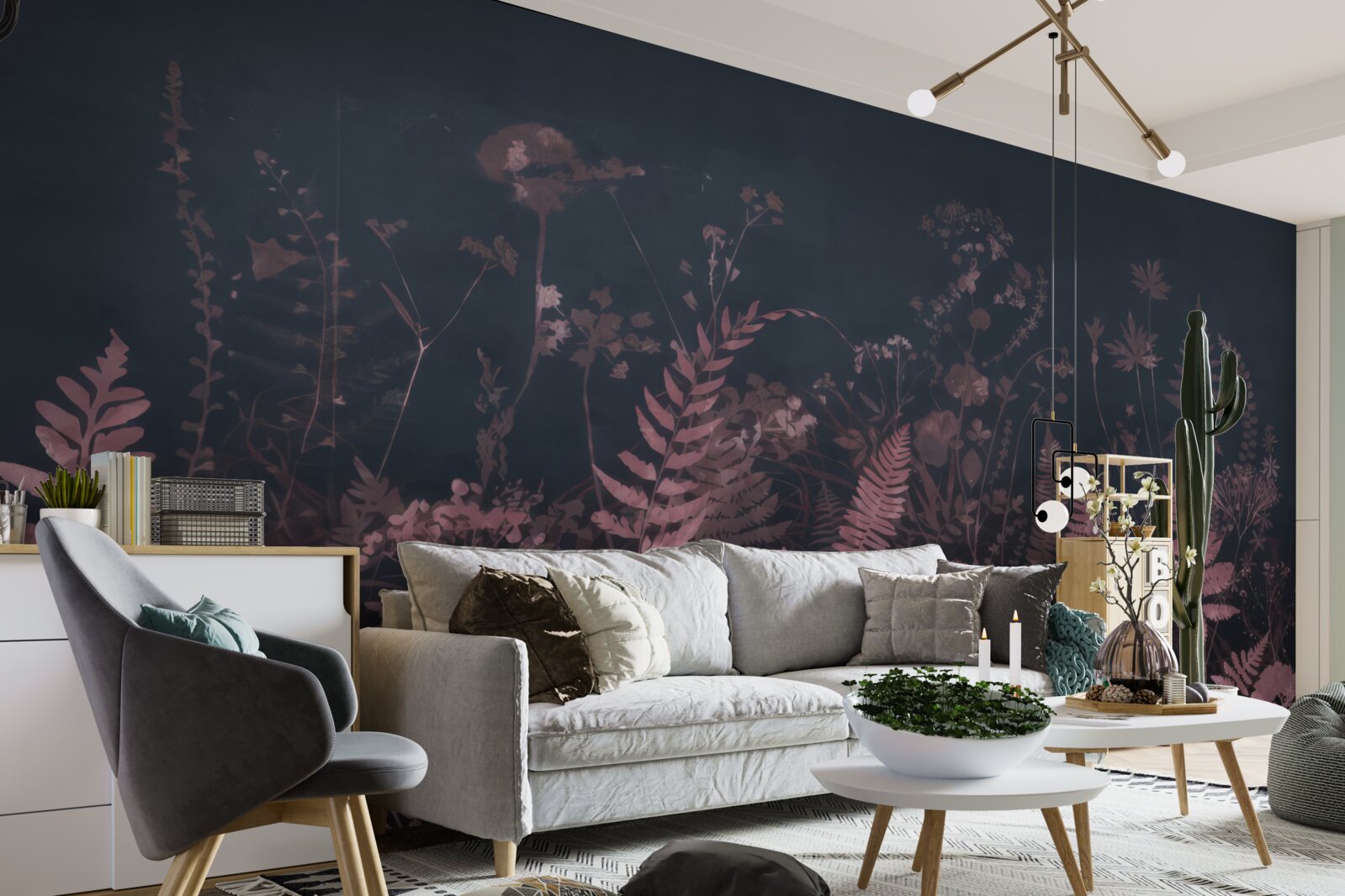 Papier peint fougère violette sous-marine