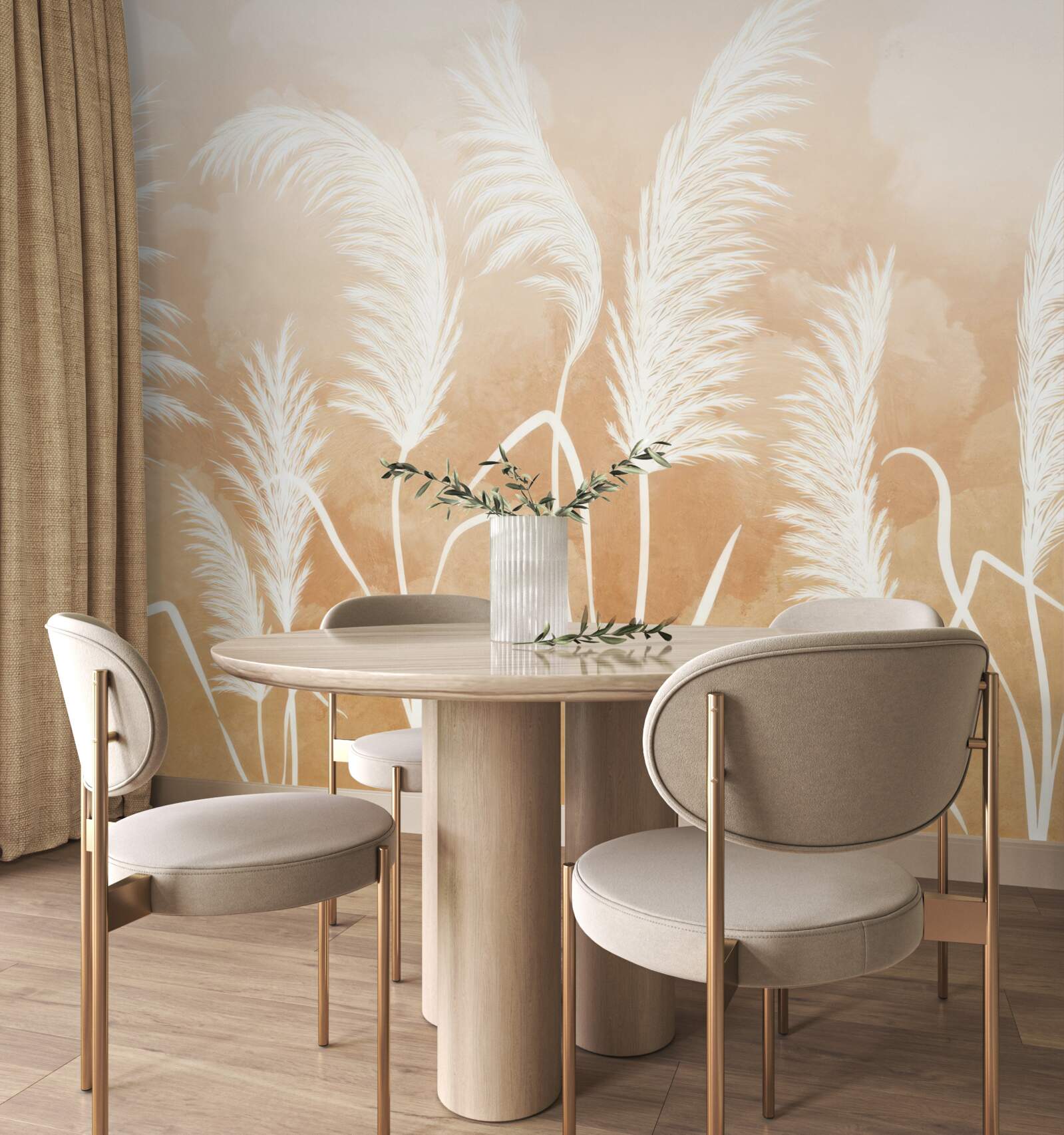 Papier peint feuilles blanches flottant dans le vent